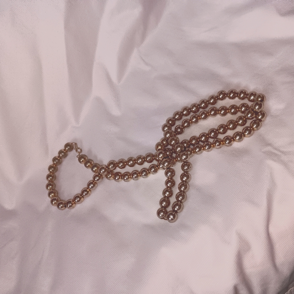 Vintage Gold Beaded 36" Necklace - EUC